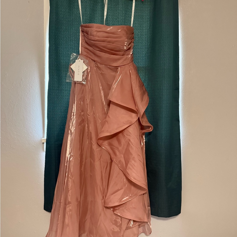 Azazie Enya Pink Hankerchief Gown